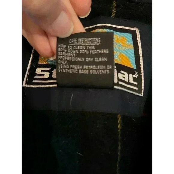 VTG StratoJac Men’s Down Puffer Jacket Size L Full Zip Leather Elbow Patch - Picture 4 of 5